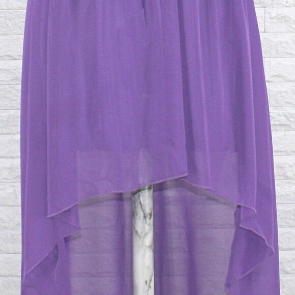 WINDSOR Dress Strapless Sequin Bustier Black Sheer High Low Purple Small - Picture 6 of 13